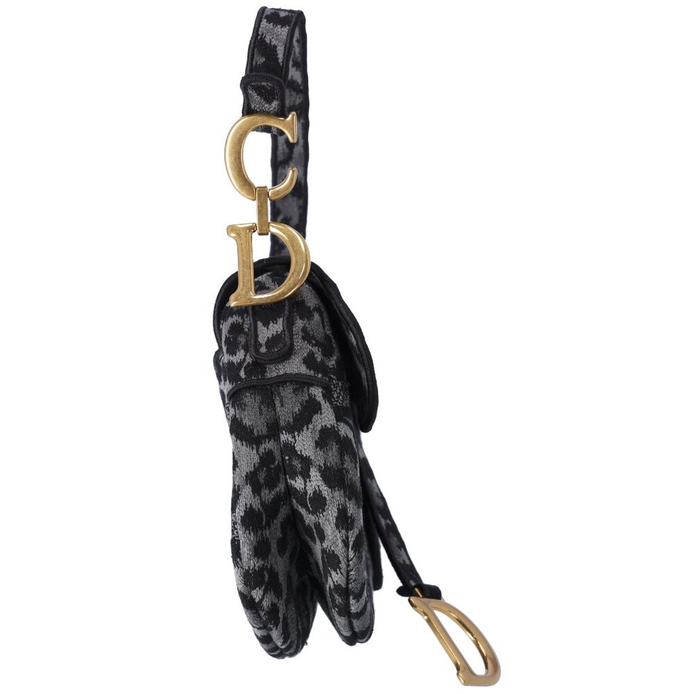 Christian Dior Medium Saddle Bag Mizza Embroidered Leopard BLack Grey Multi - Picture 6 of 11